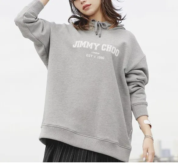 Jimmy Choo  |Unisex Sweat Street Style Long Sleeves Plain Cotton Medium