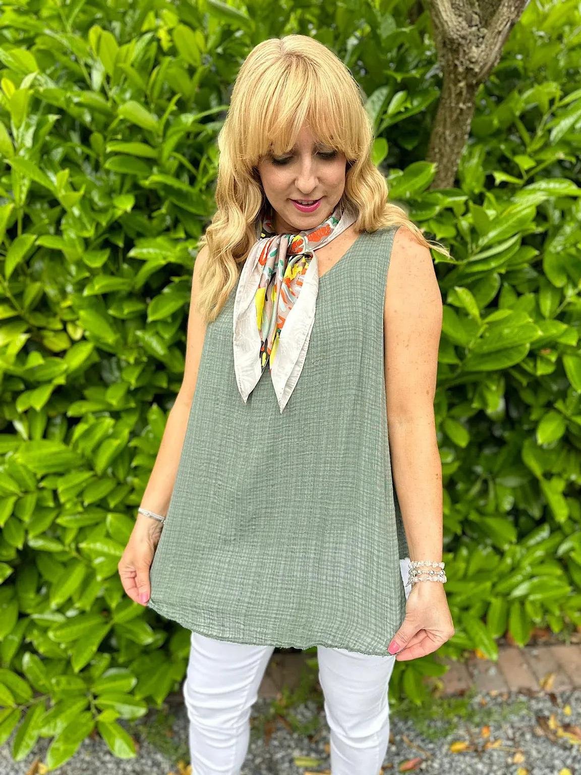 Khaki Textured Vest Top Emily