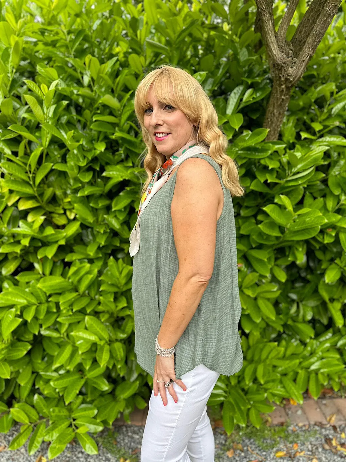 Khaki Textured Vest Top Emily