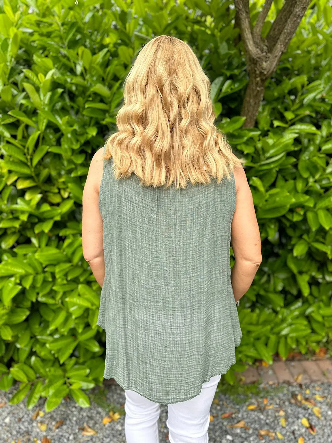 Khaki Textured Vest Top Emily