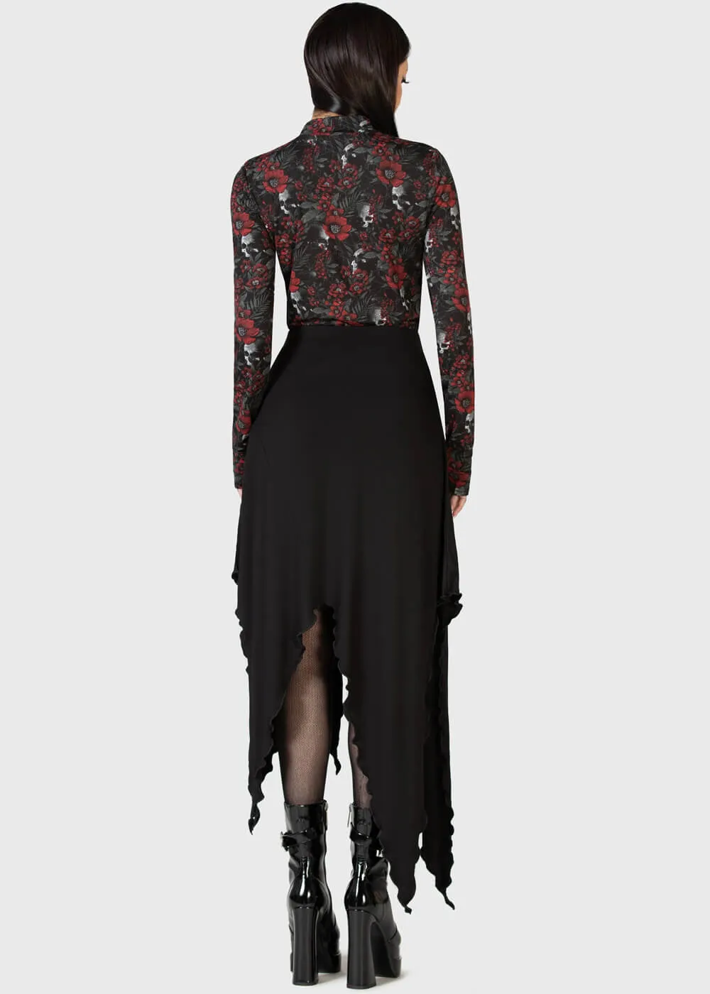 Killstar Creeping Willow Midi Skirt Black