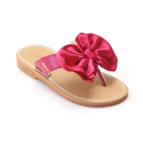 L'Amour Girls Fuchsia Satin Bow Sandals