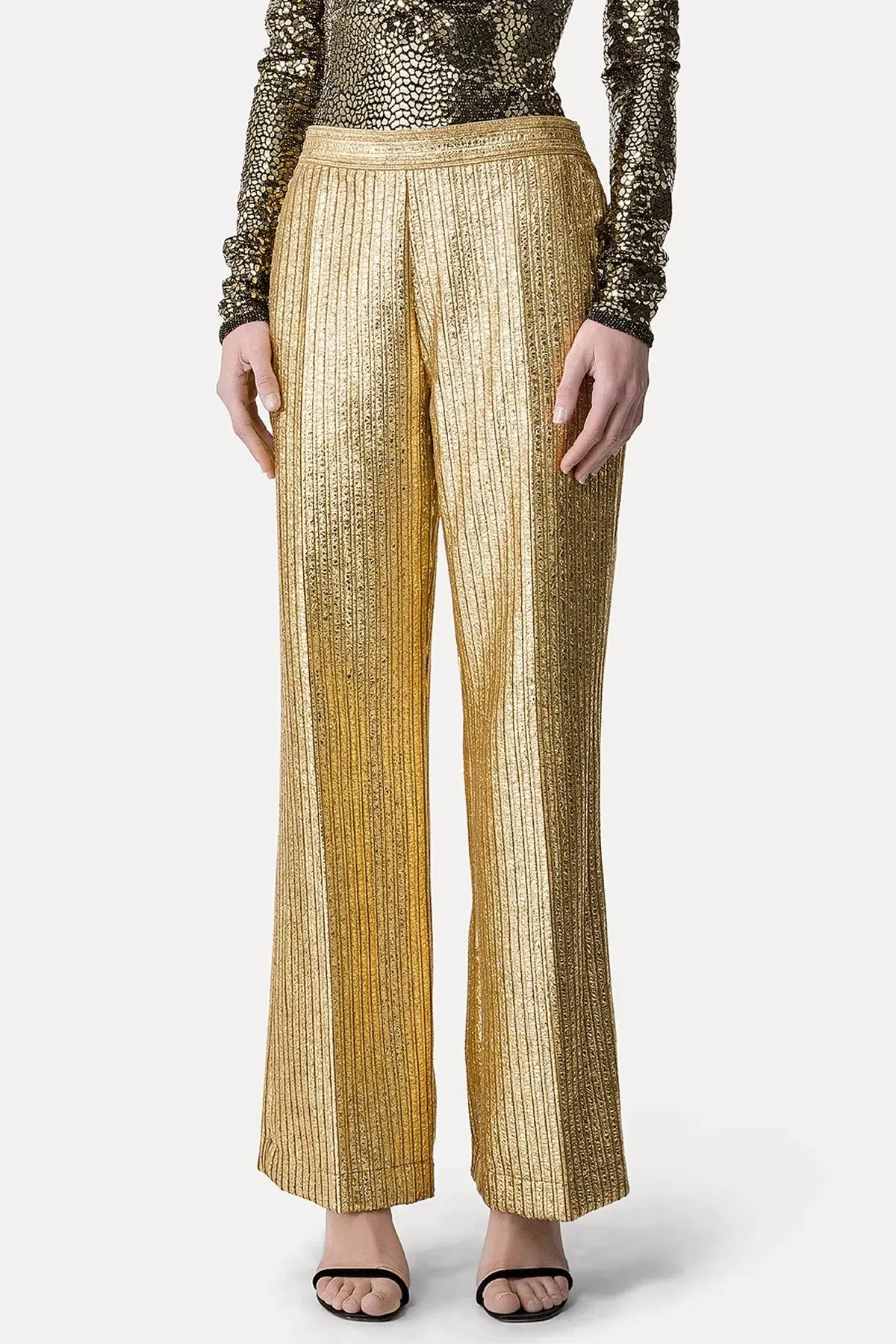 Lamé Corduroy Trousers in Stardust