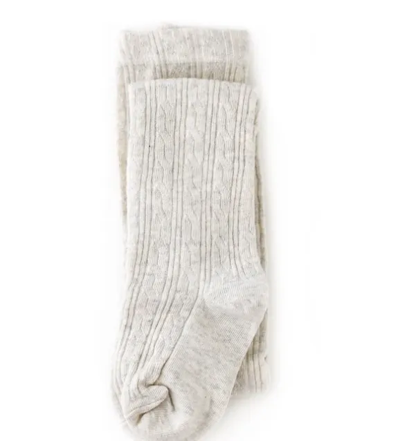 LIttle Stocking Co. Cable Knit Tights - Heather Ivory