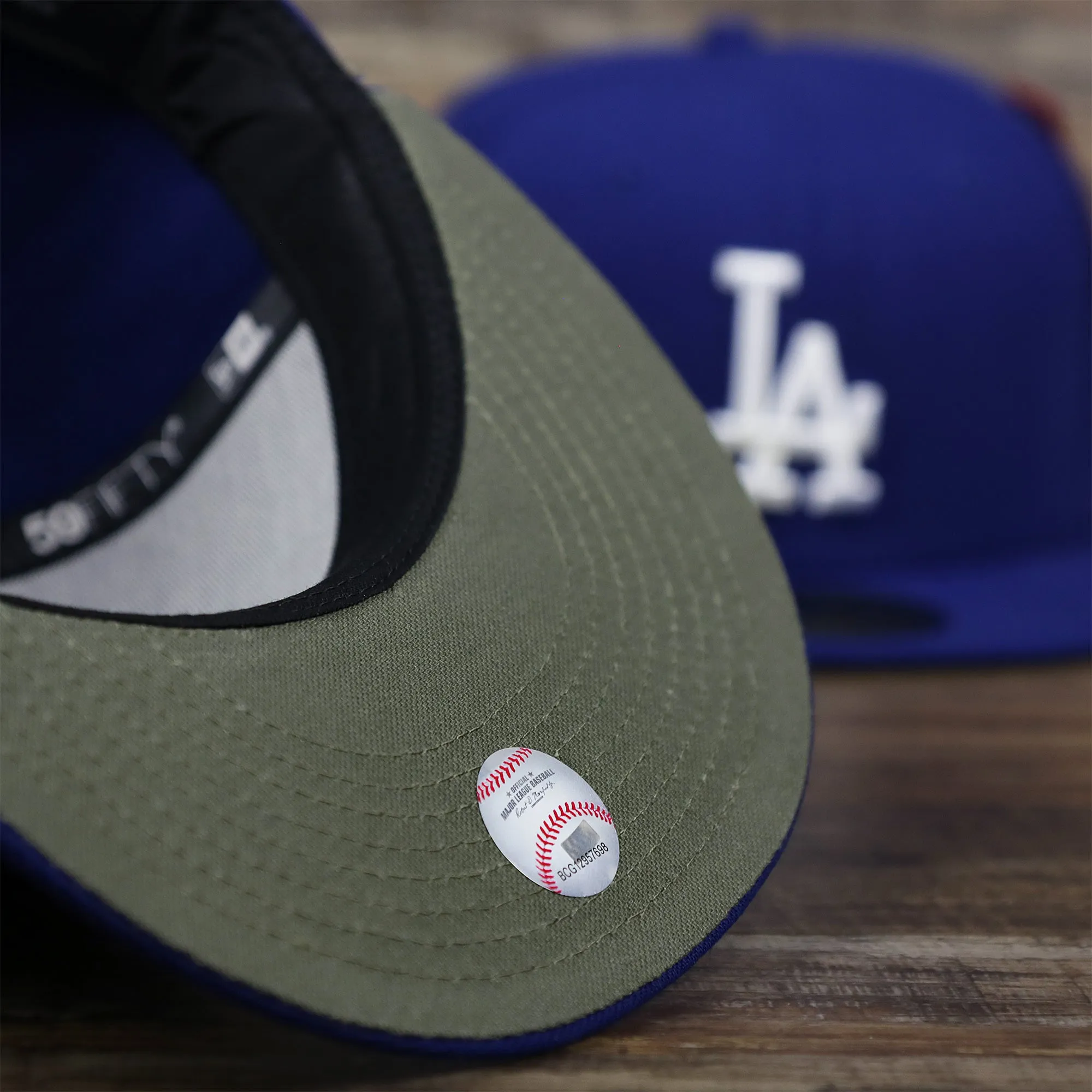 Los Angeles Dodgers Alpha Industries Side Patch Army Green Undervisor 59FIfty Fitted Cap With Hangtag | Royal Blue 59FIfty Cap