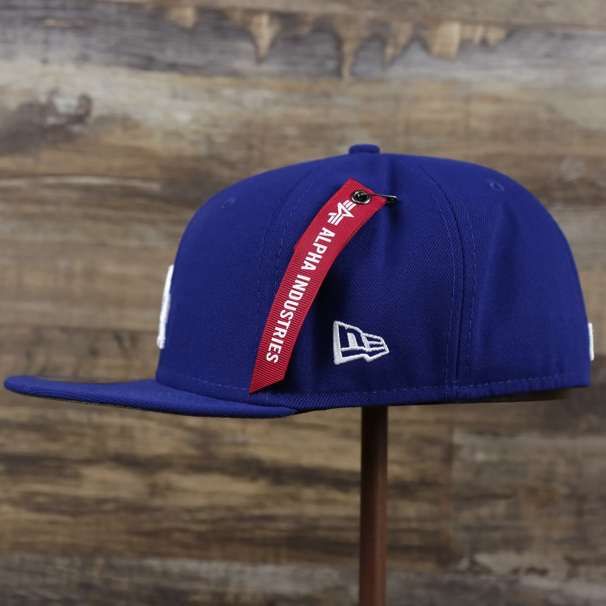 Los Angeles Dodgers Alpha Industries Side Patch Army Green Undervisor 59FIfty Fitted Cap With Hangtag | Royal Blue 59FIfty Cap