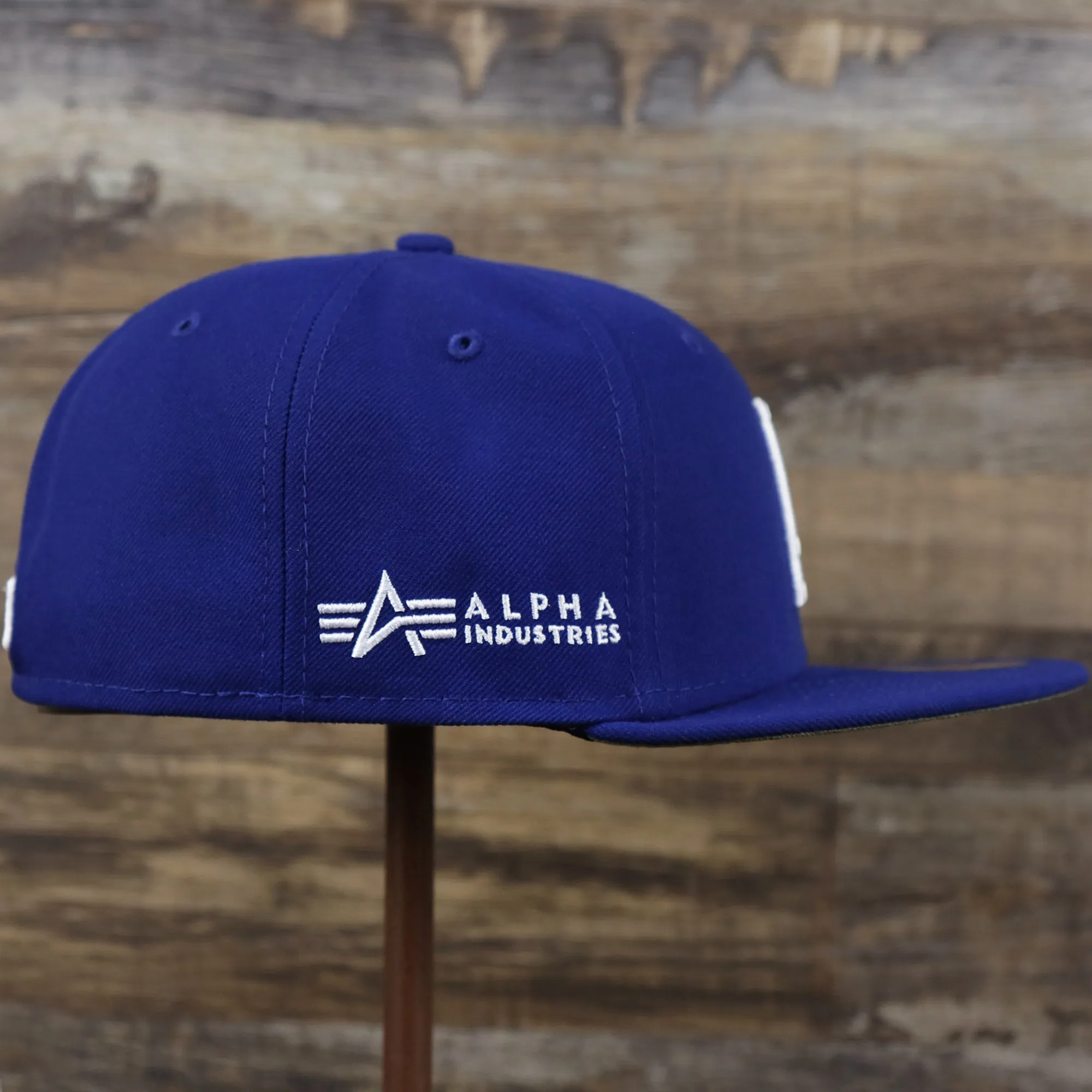 Los Angeles Dodgers Alpha Industries Side Patch Army Green Undervisor 59FIfty Fitted Cap With Hangtag | Royal Blue 59FIfty Cap