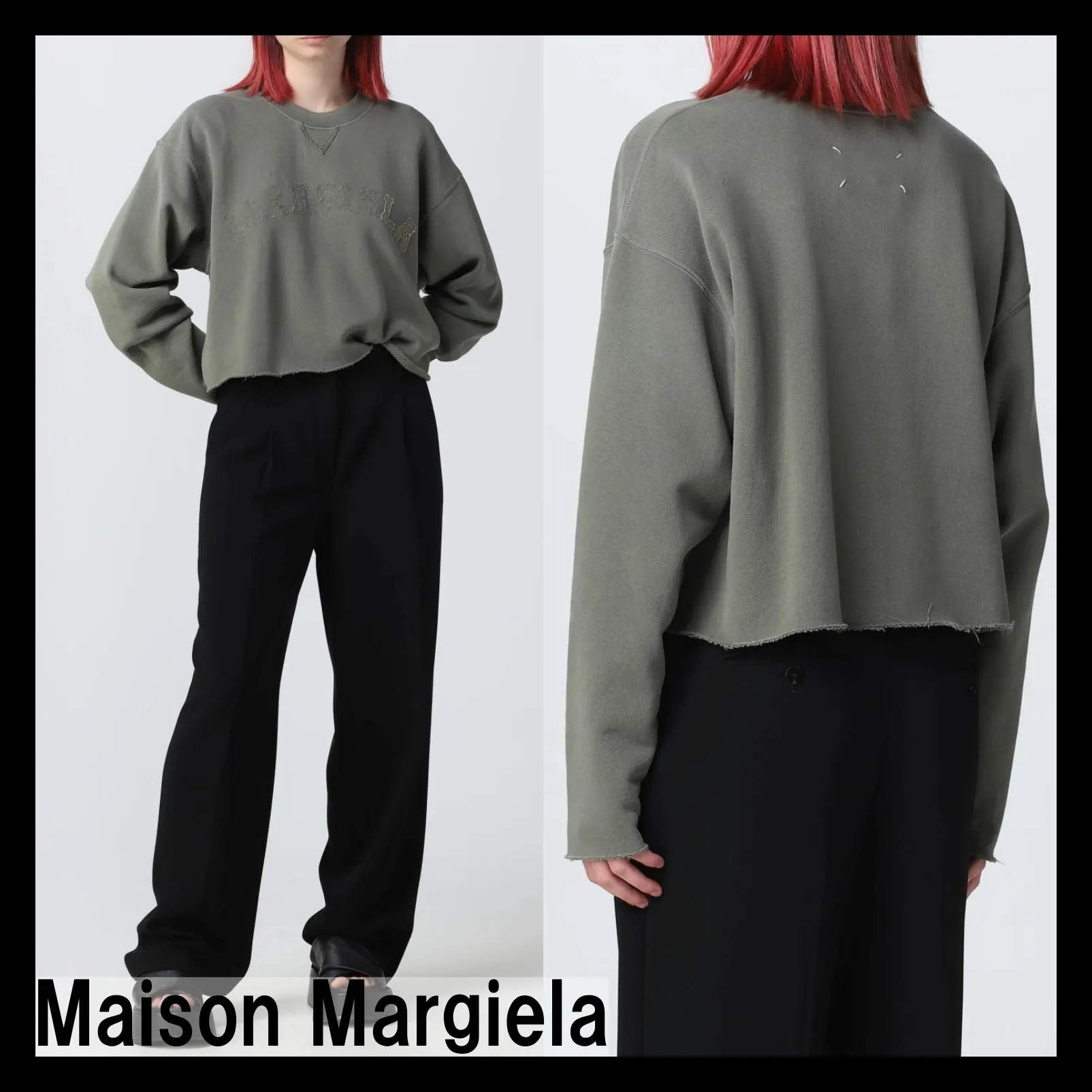 Maison Margiela  |Crew Neck Street Style Long Sleeves Plain Cotton Logo