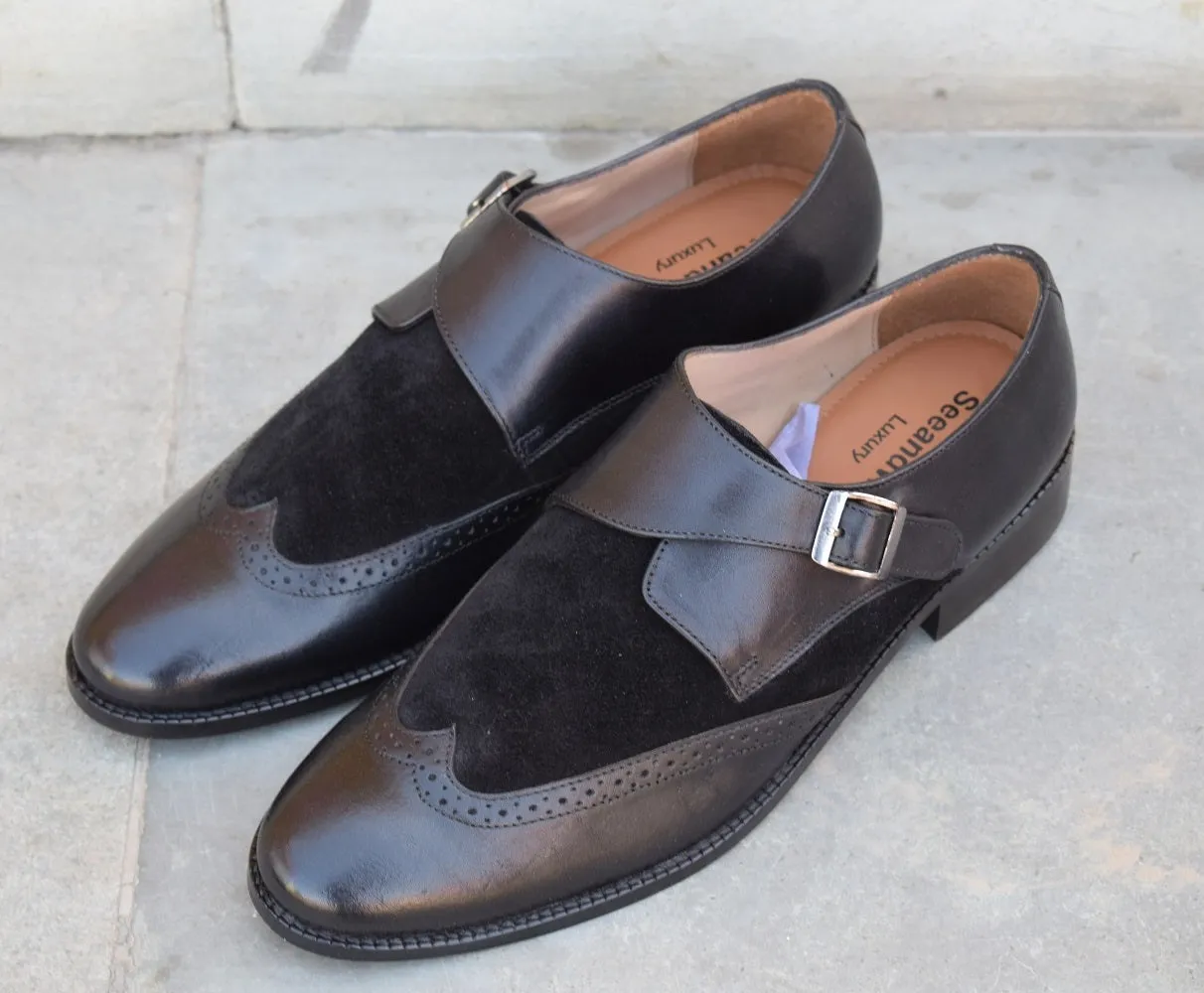 Monk Strap Leather Sole Shoes - Clearance