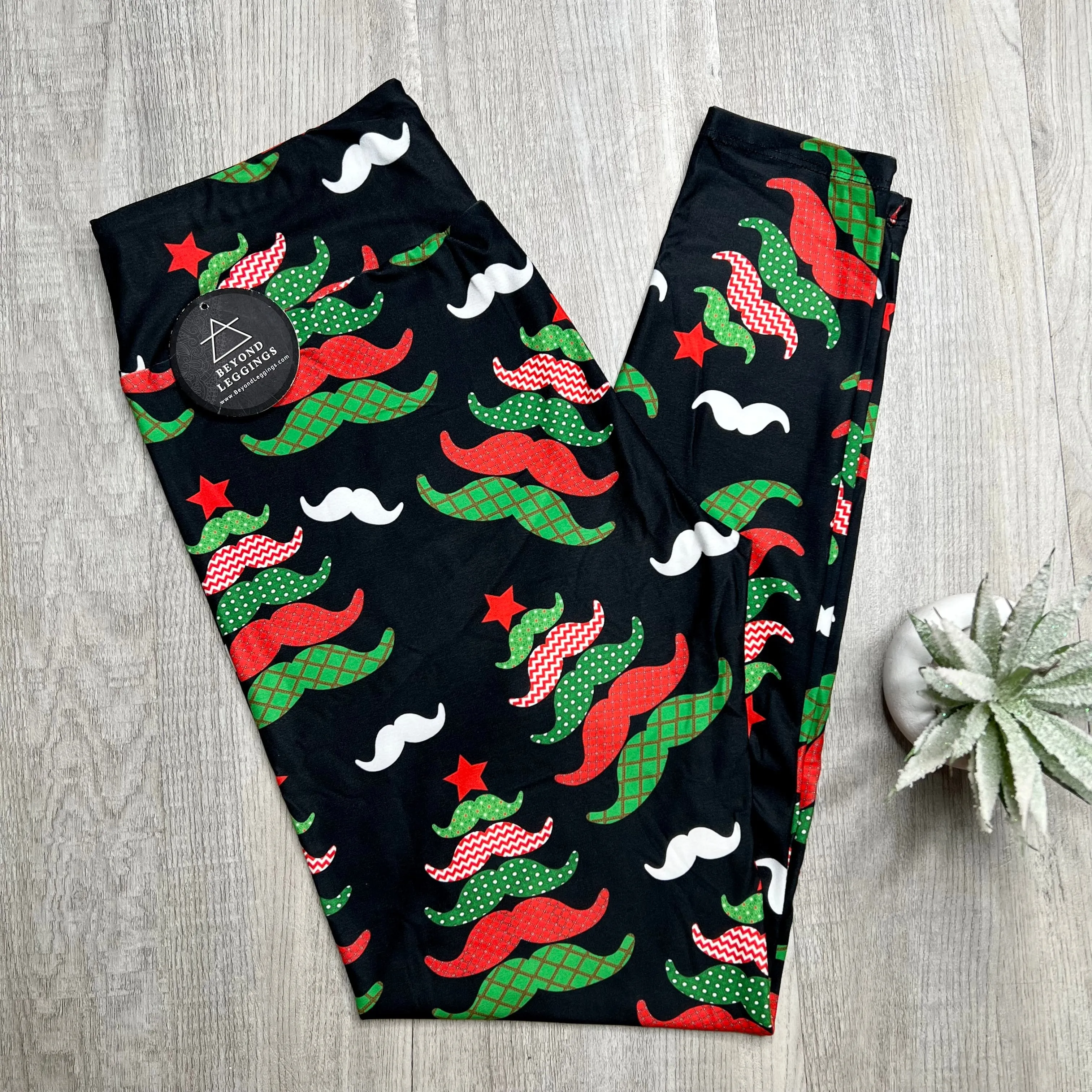 Mustache Christmas Tree Soft Leggings