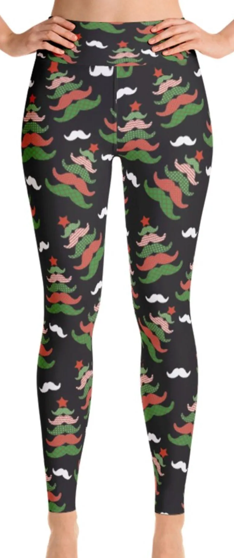 Mustache Christmas Tree Soft Leggings