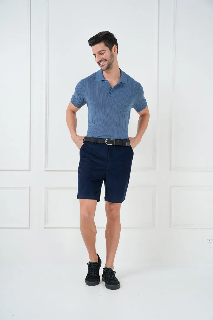 Navy Corduroy Stretch Chino Shorts