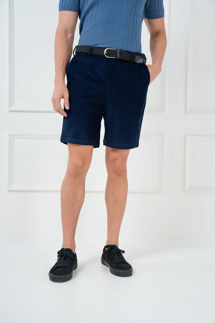 Navy Corduroy Stretch Chino Shorts