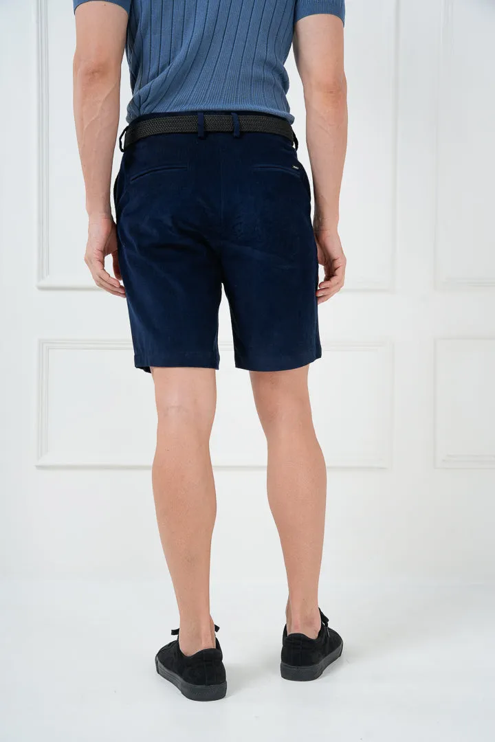 Navy Corduroy Stretch Chino Shorts