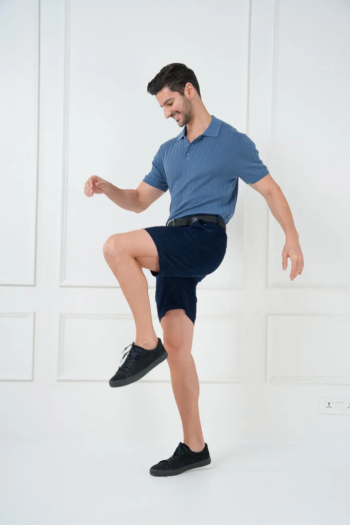 Navy Corduroy Stretch Chino Shorts