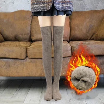 New in Autumn Winter Thickened Terry Long Tube Knee Socks for Women Cold Weather