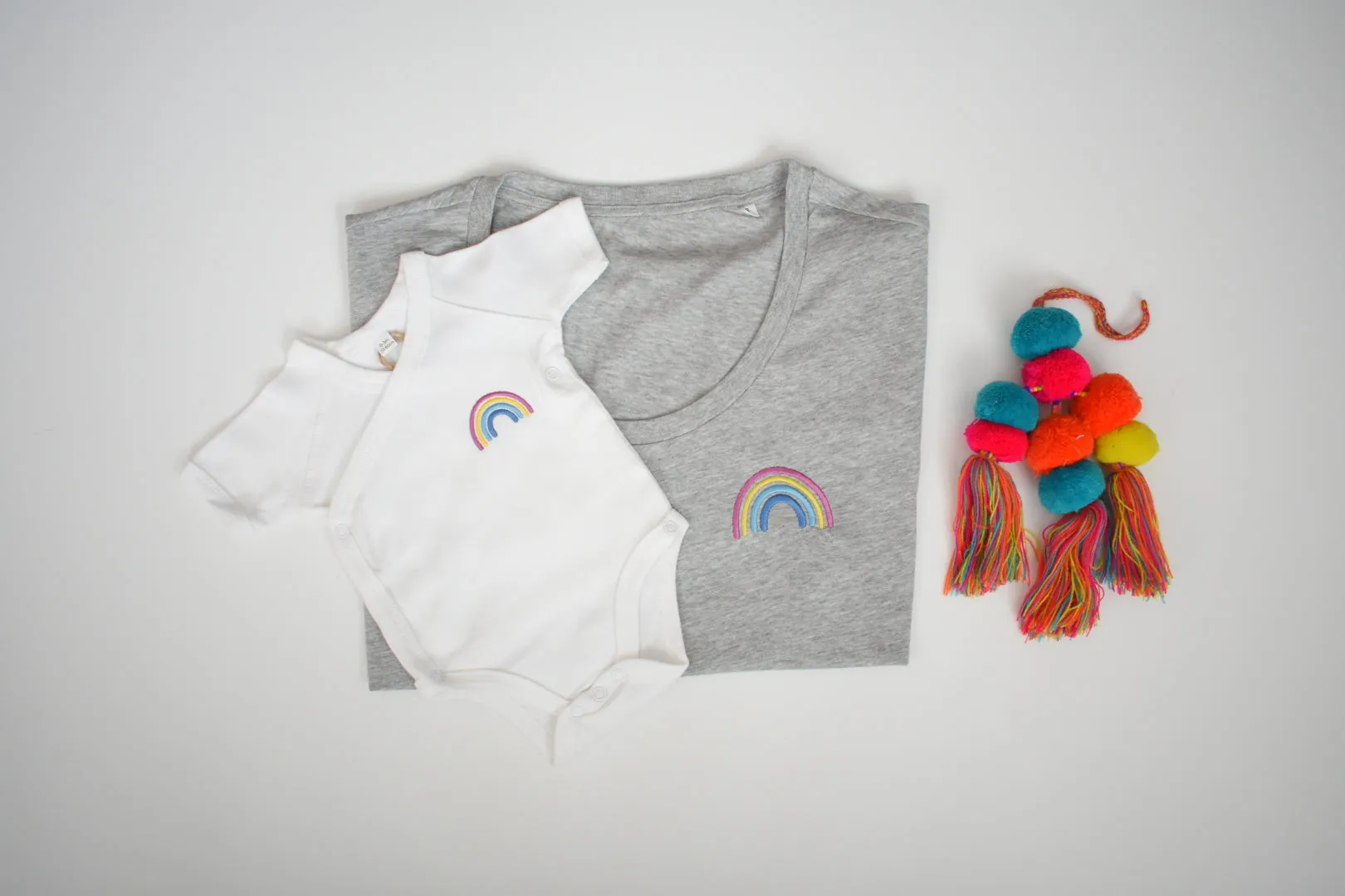 Our Kid Rainbow Vest - Short Sleeve Rainbow Kimono Vest in White