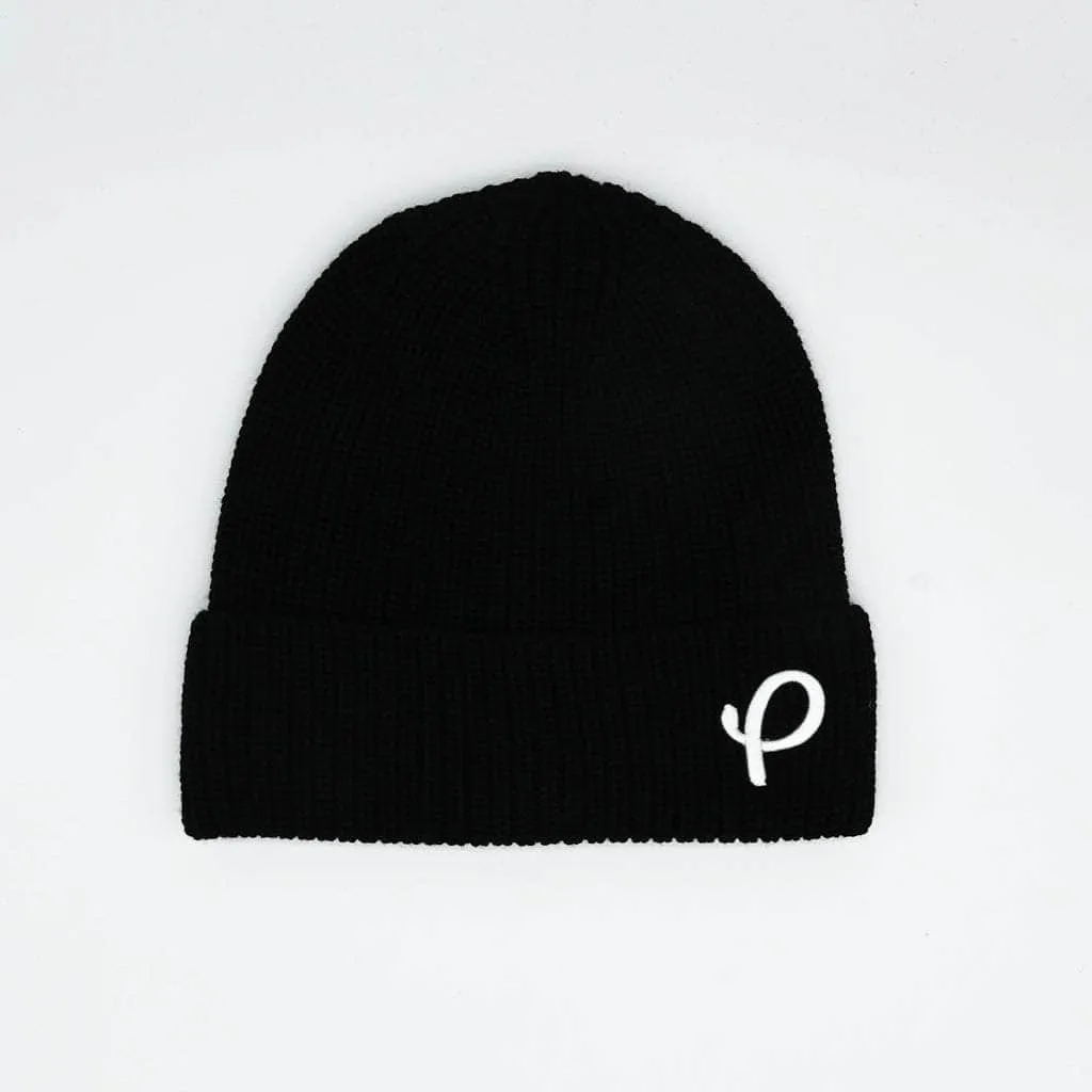 P Stitched Logo Beanie Black