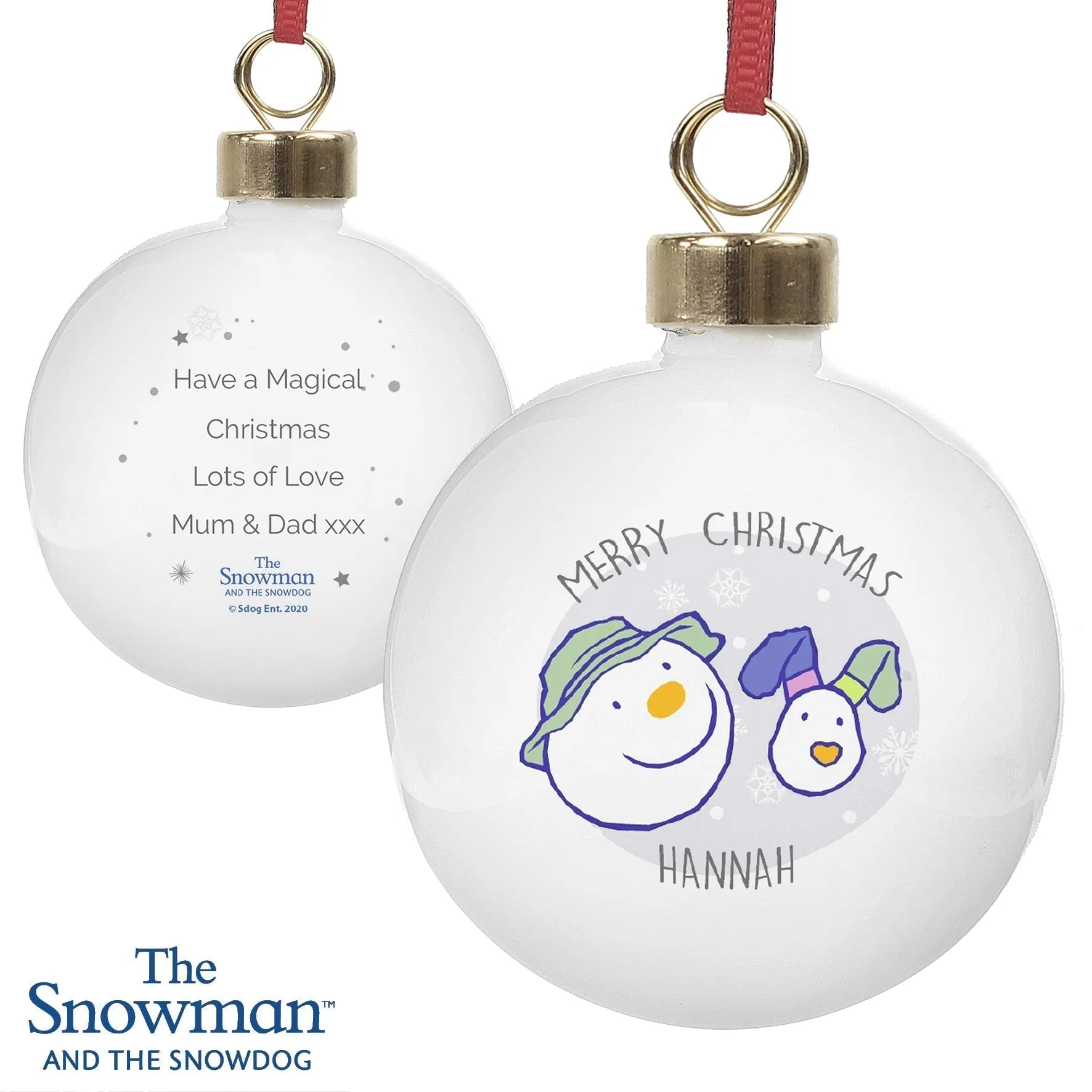 Personalised The Snowman and the Snowdog Bauble