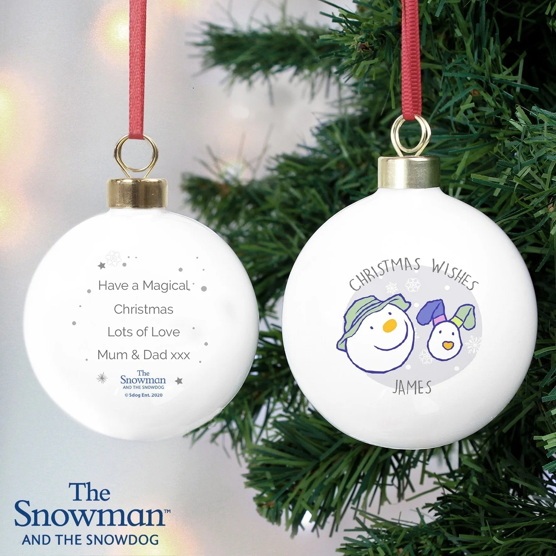 Personalised The Snowman and the Snowdog Bauble