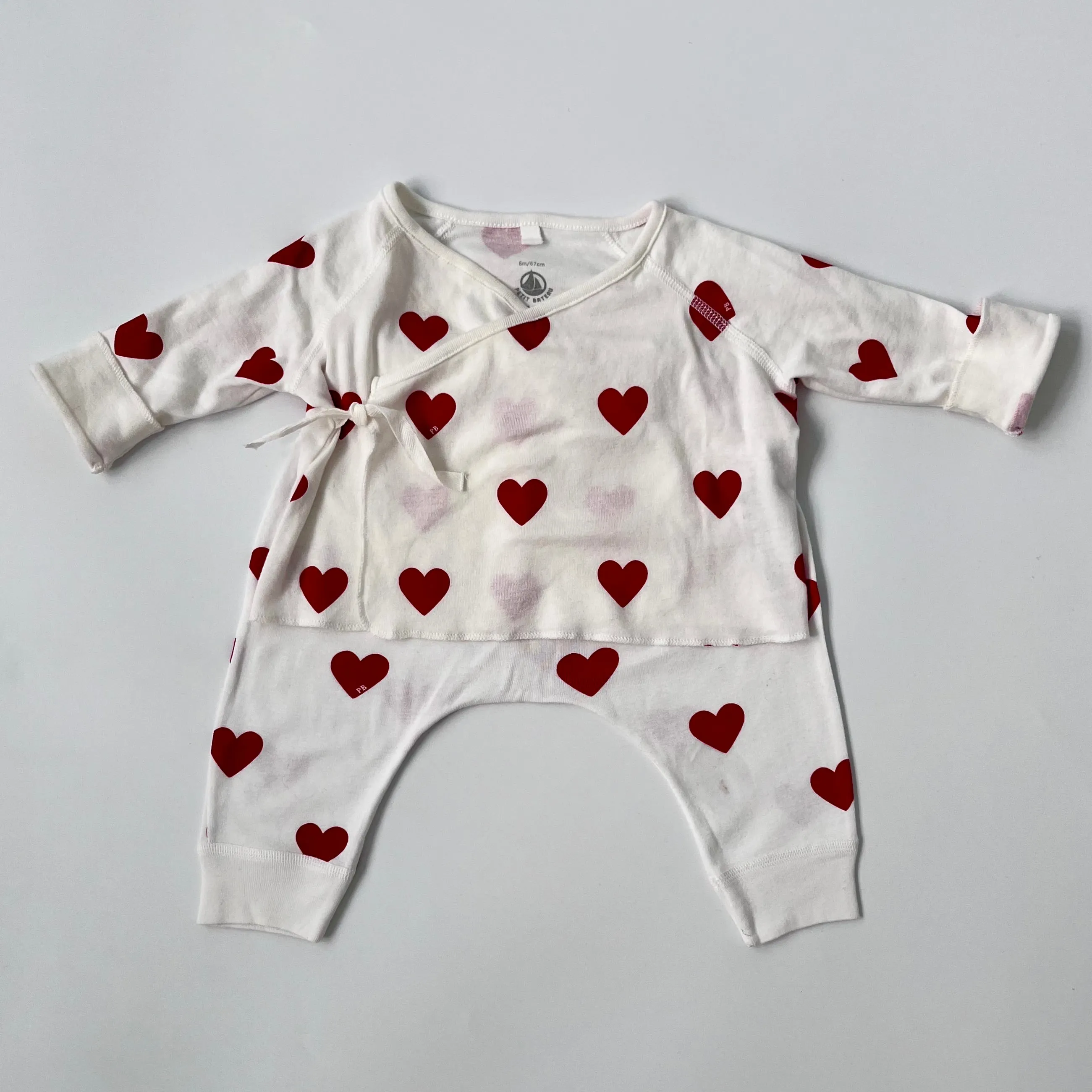 Petit Bateau Heart Print Set: 6 Months