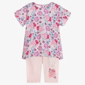 Pink Floral Baby Leggings Set