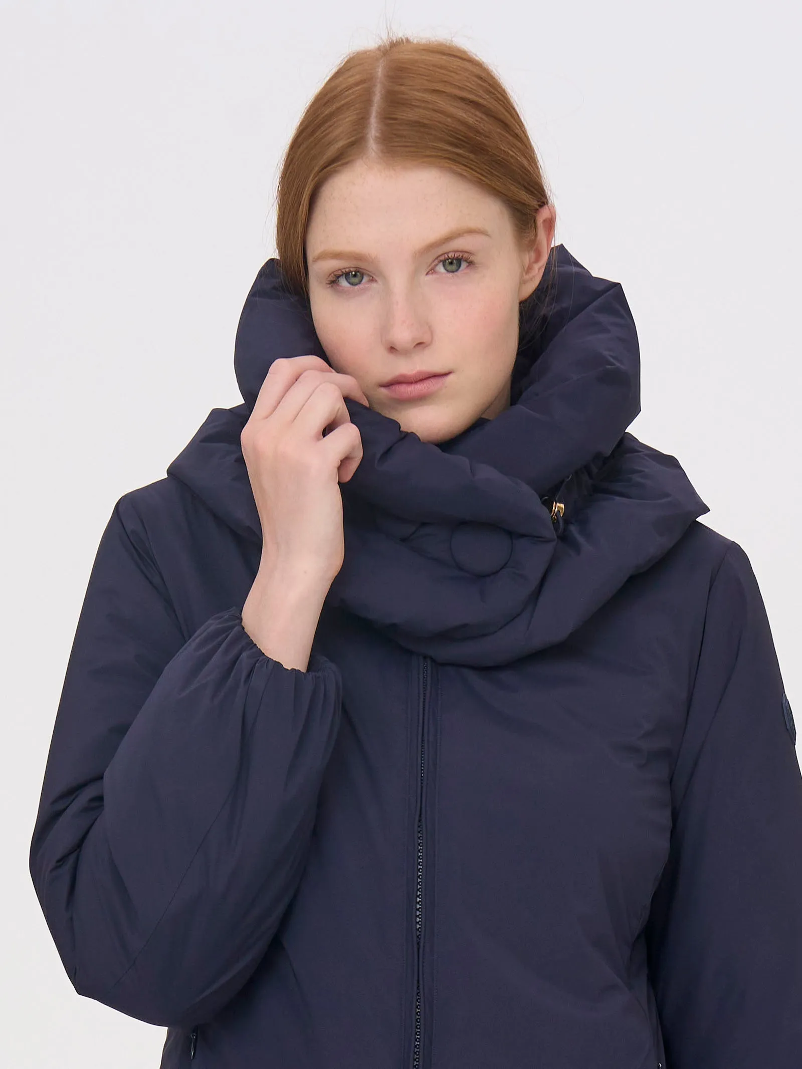 Piumerino Cappotto imbottito in lana con collo alto - Navy