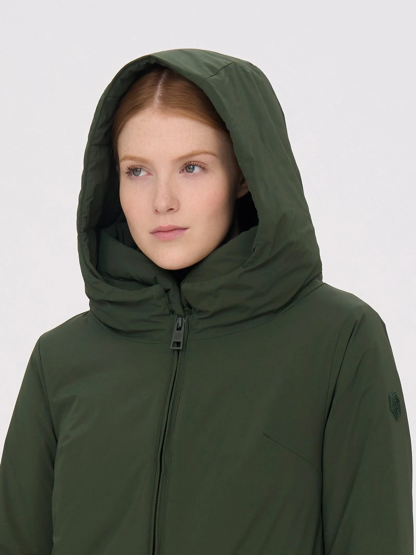 Piumerino - Parka imbottito in lana con cappuccio - Kombu Green