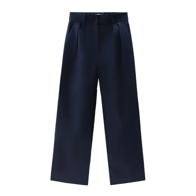 POPELINE PANTS Woman Melton Blue