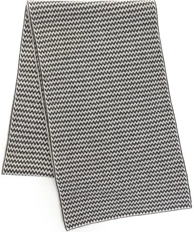 Portolano Knit Black & White Zigzag Cashmere Blend Scarf