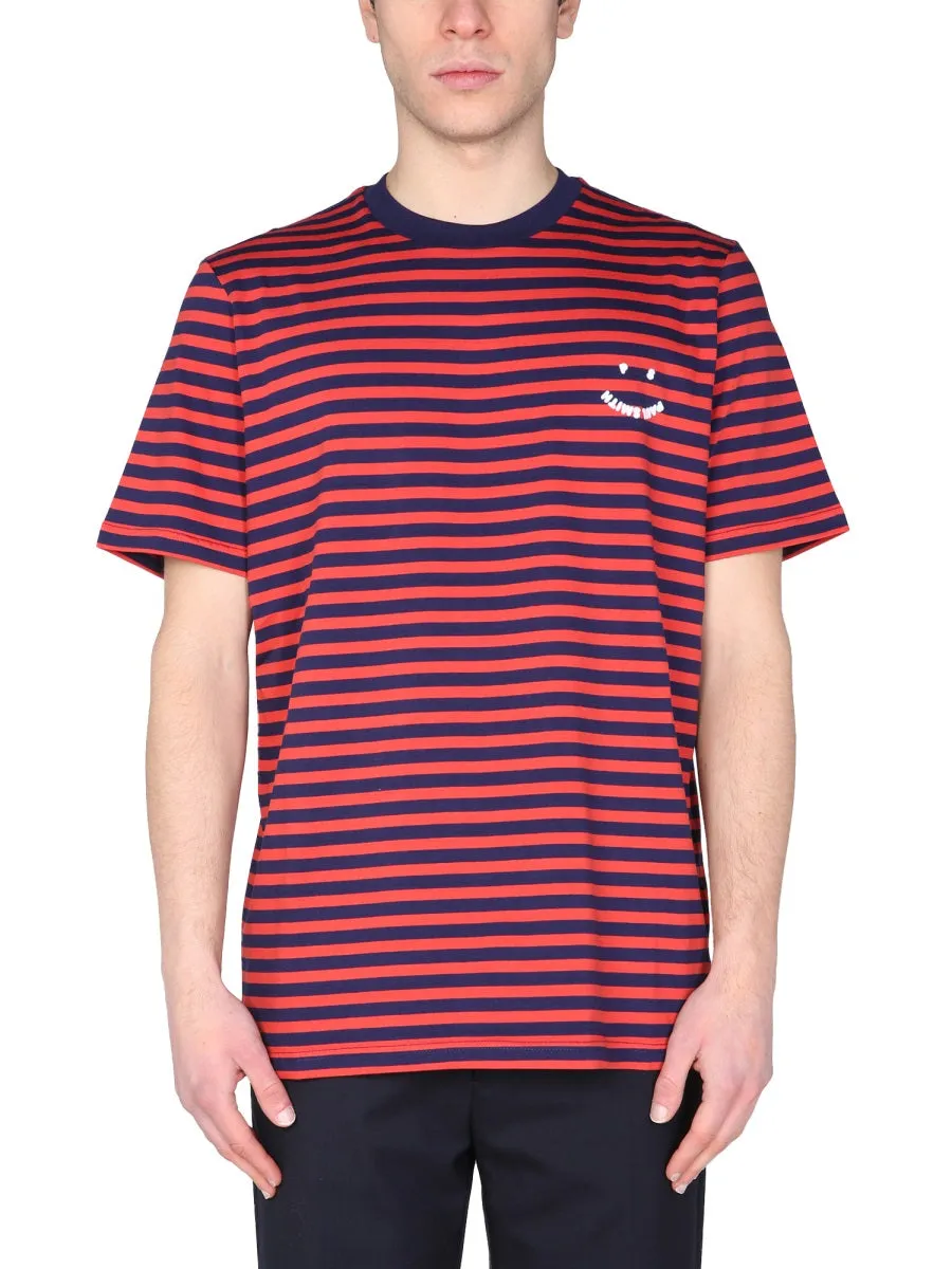 PS Paul Smith Striped Smiley Logo T-Shirt