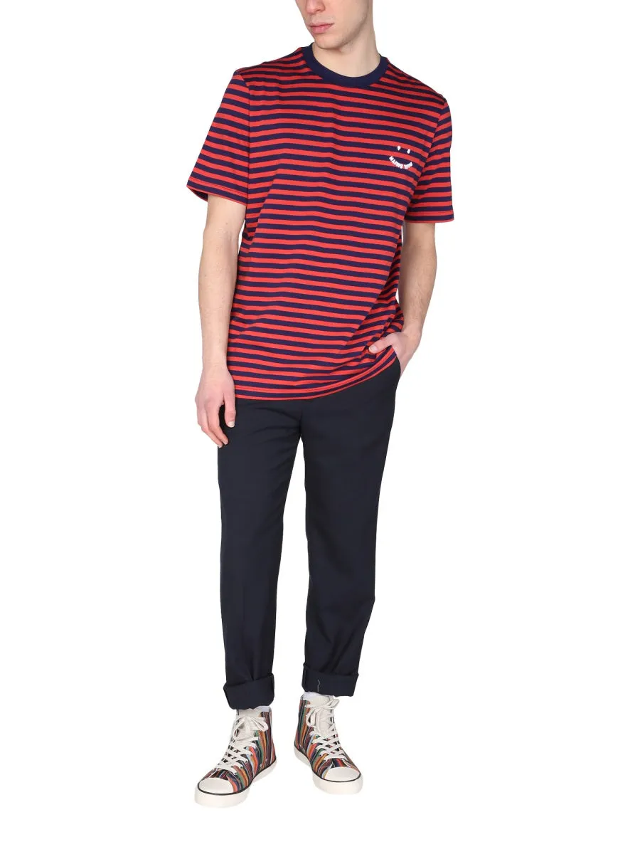 PS Paul Smith Striped Smiley Logo T-Shirt