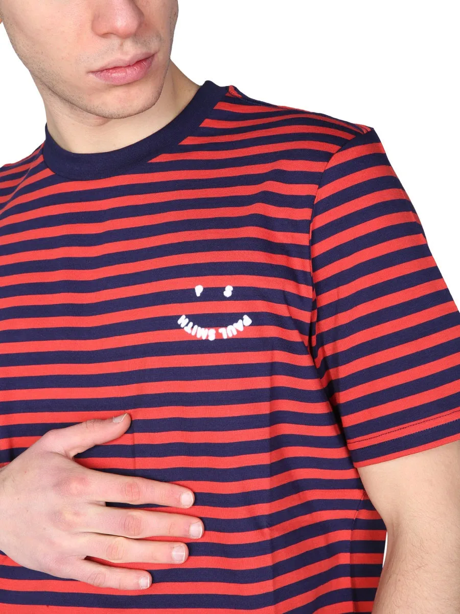 PS Paul Smith Striped Smiley Logo T-Shirt