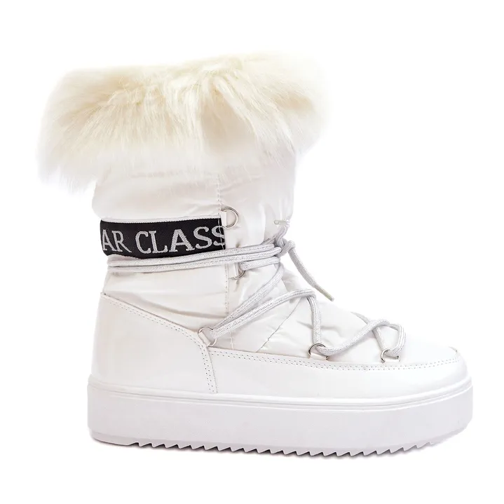 PS1 Women's Lace-Up Snow Boots White Santero