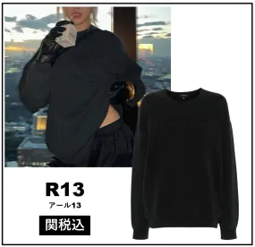 R13  |Crew Neck Unisex Street Style Long Sleeves Plain Cotton