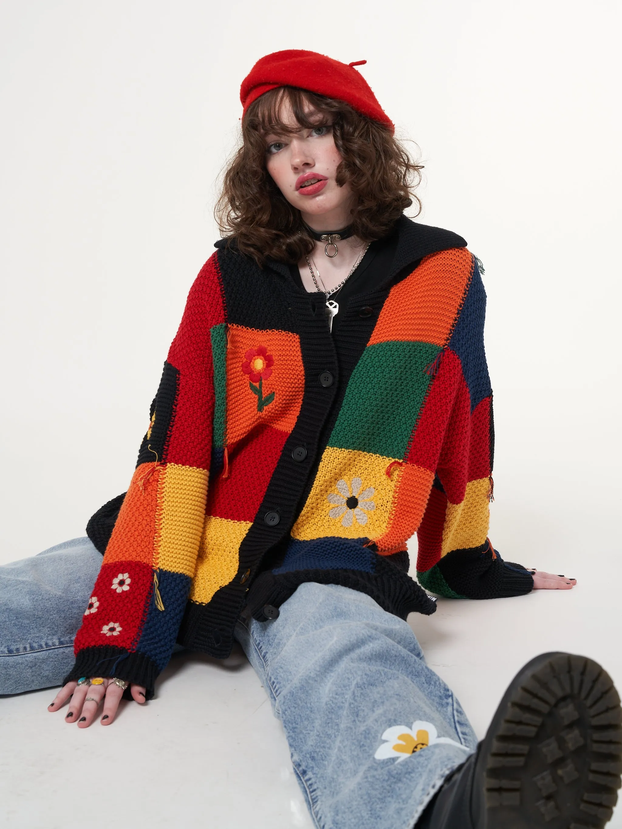 Rainbow Patchwork Cardigan