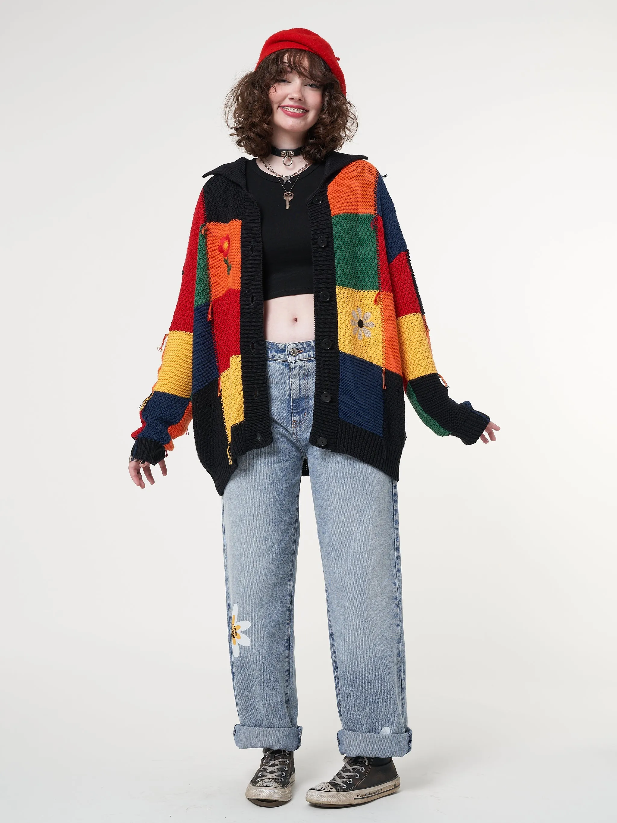 Rainbow Patchwork Cardigan