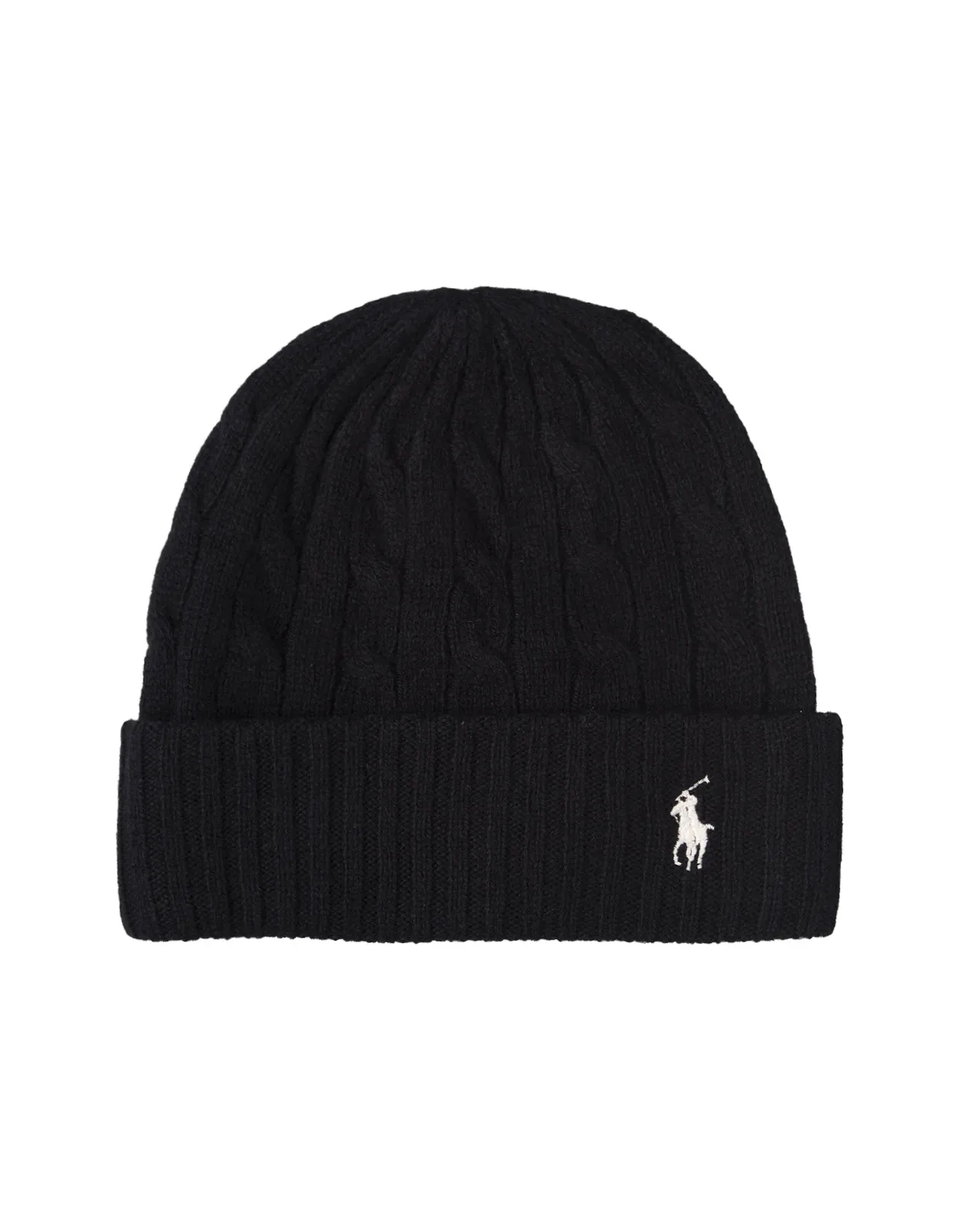 RALPH LAUREN Black Cable-Knit Wool-Cashmere Beanie