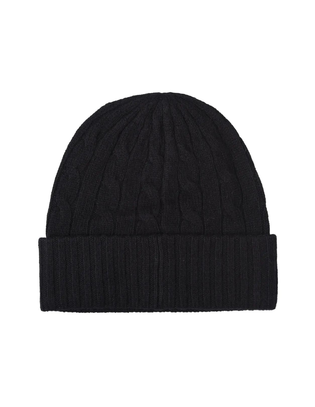 RALPH LAUREN Black Cable-Knit Wool-Cashmere Beanie