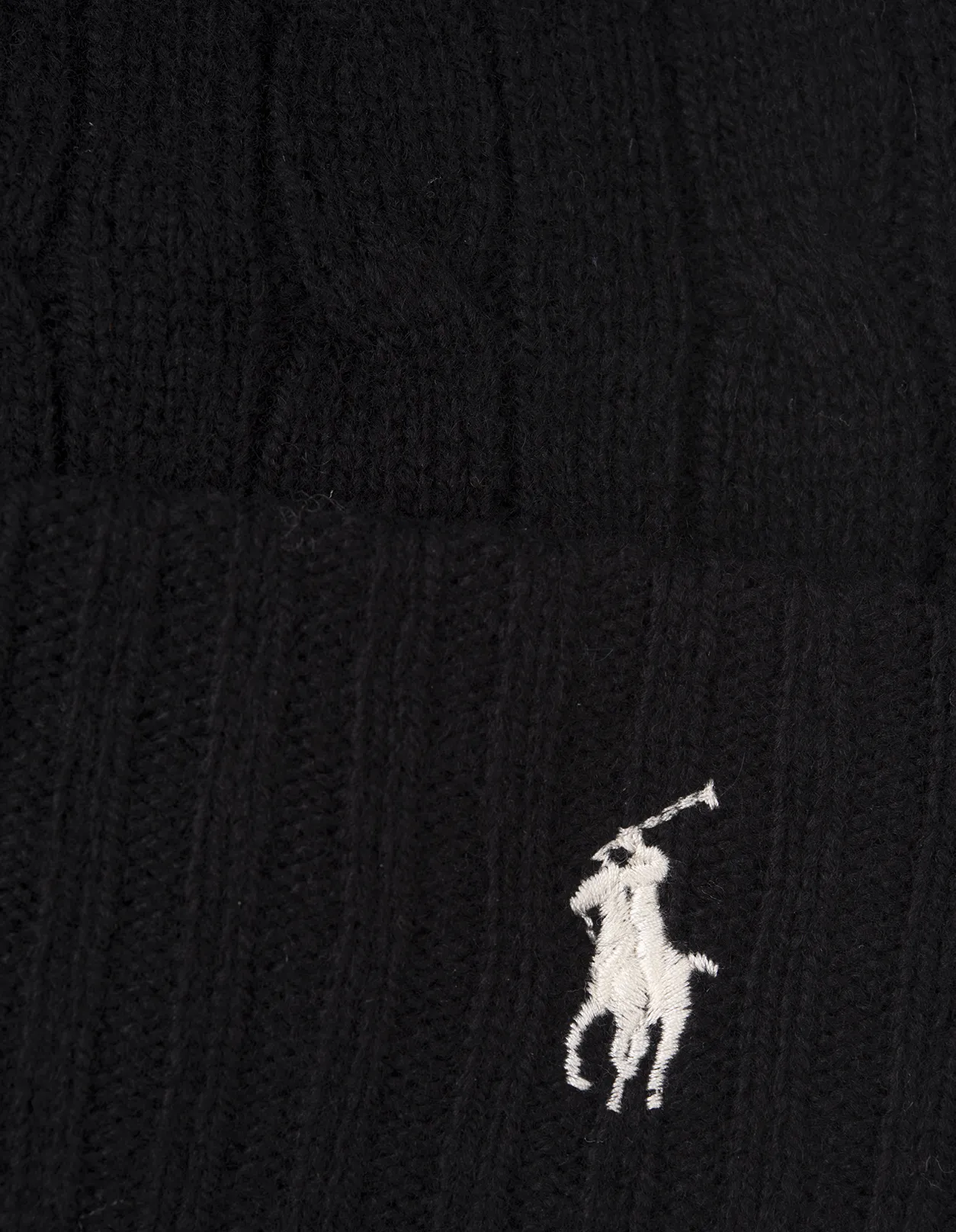 RALPH LAUREN Black Cable-Knit Wool-Cashmere Beanie