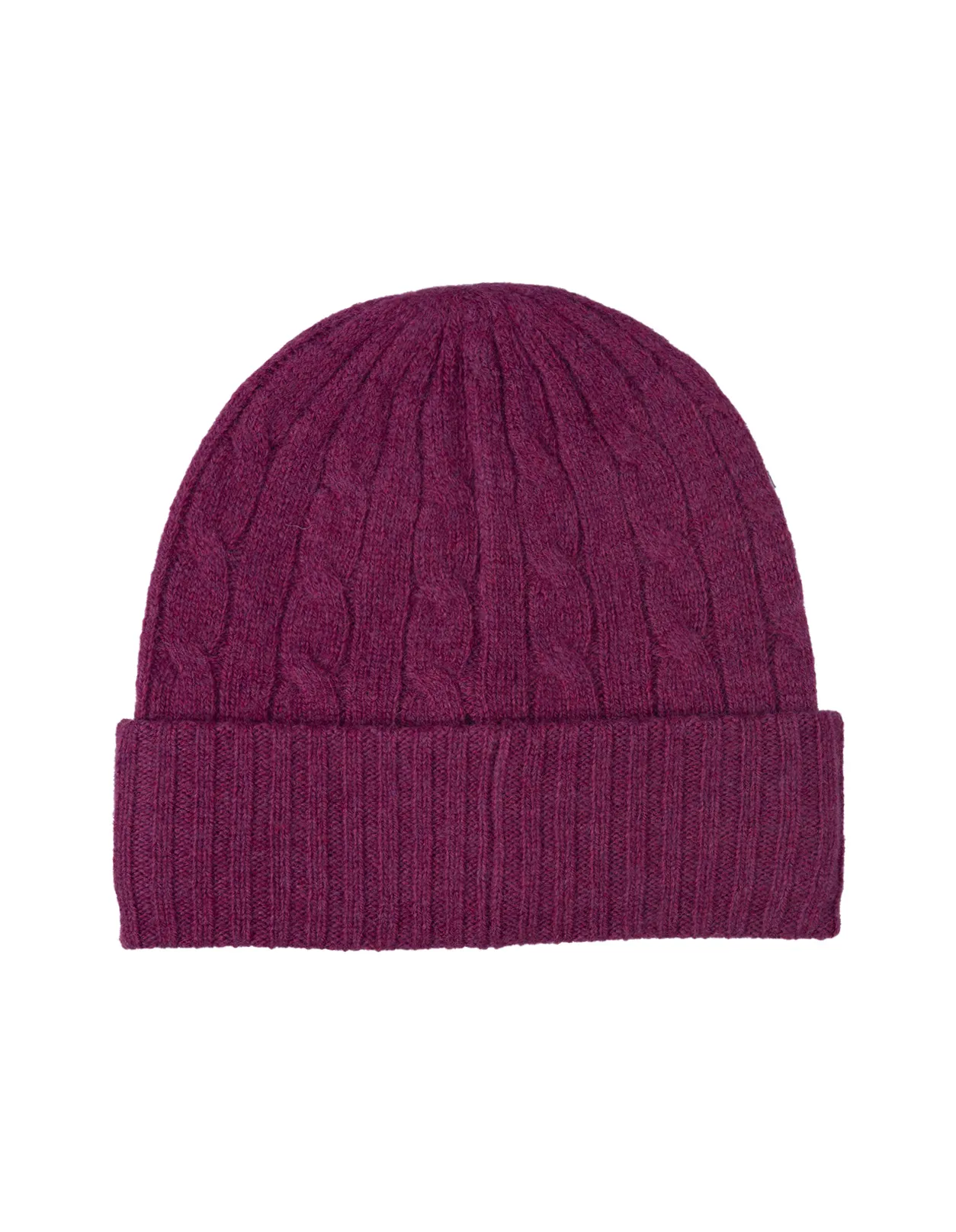 RALPH LAUREN Plum Hthr Cable-Knit Wool-Cashmere Beanie