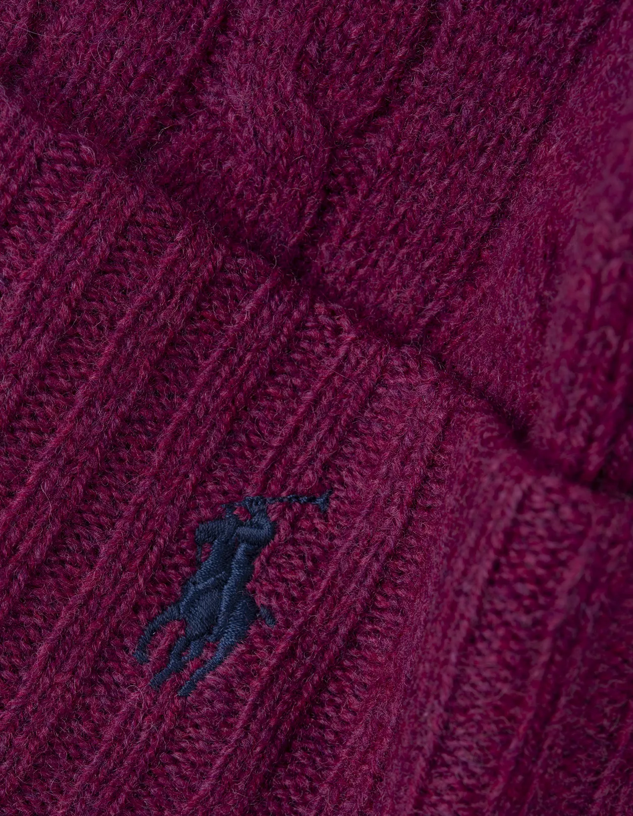 RALPH LAUREN Plum Hthr Cable-Knit Wool-Cashmere Beanie