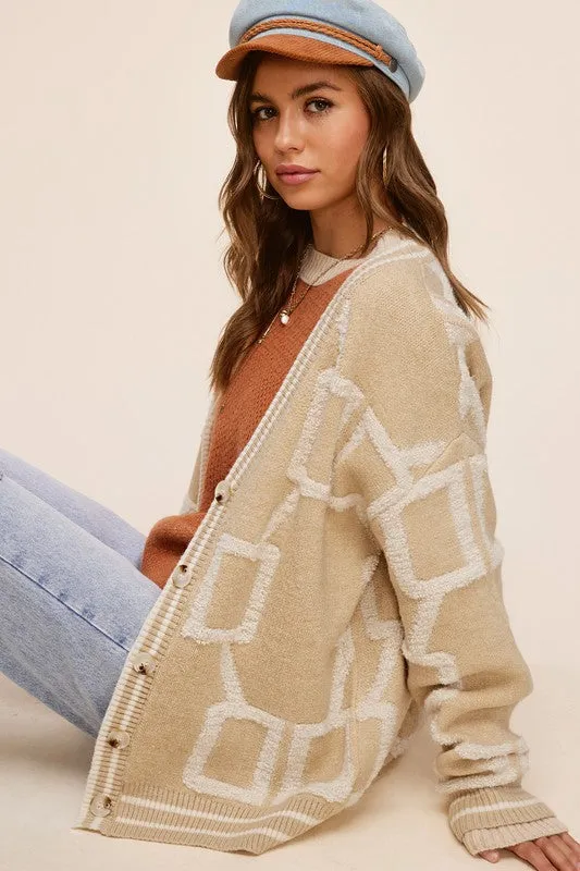 Reina Geometric Button Down Cardigan