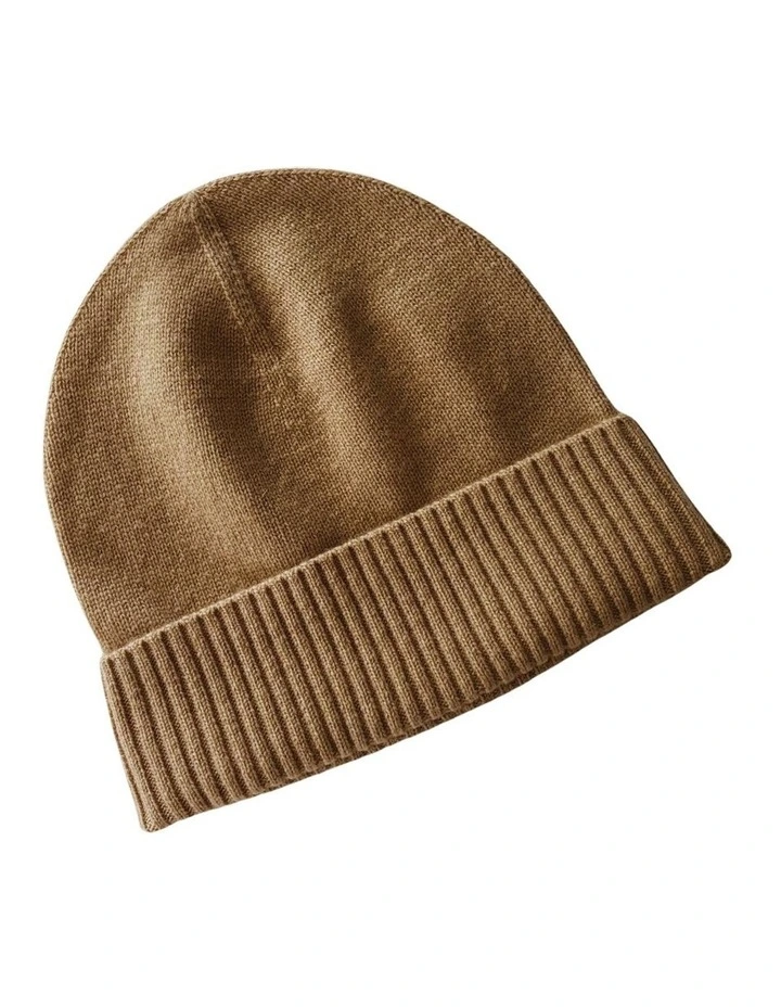 Saga Cashmere Beanie in Toffee