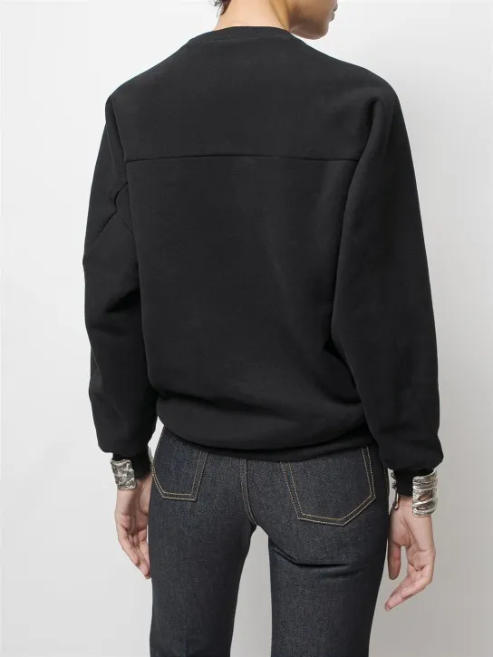 Saint Laurent  |Crew Neck Street Style Long Sleeves Plain Cotton Logo