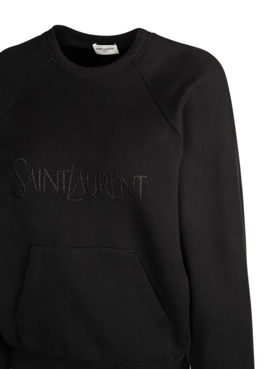 Saint Laurent  |Crew Neck Street Style Long Sleeves Plain Cotton Logo