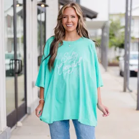 Salty Cowgirl Boyfriend Tee, Mint