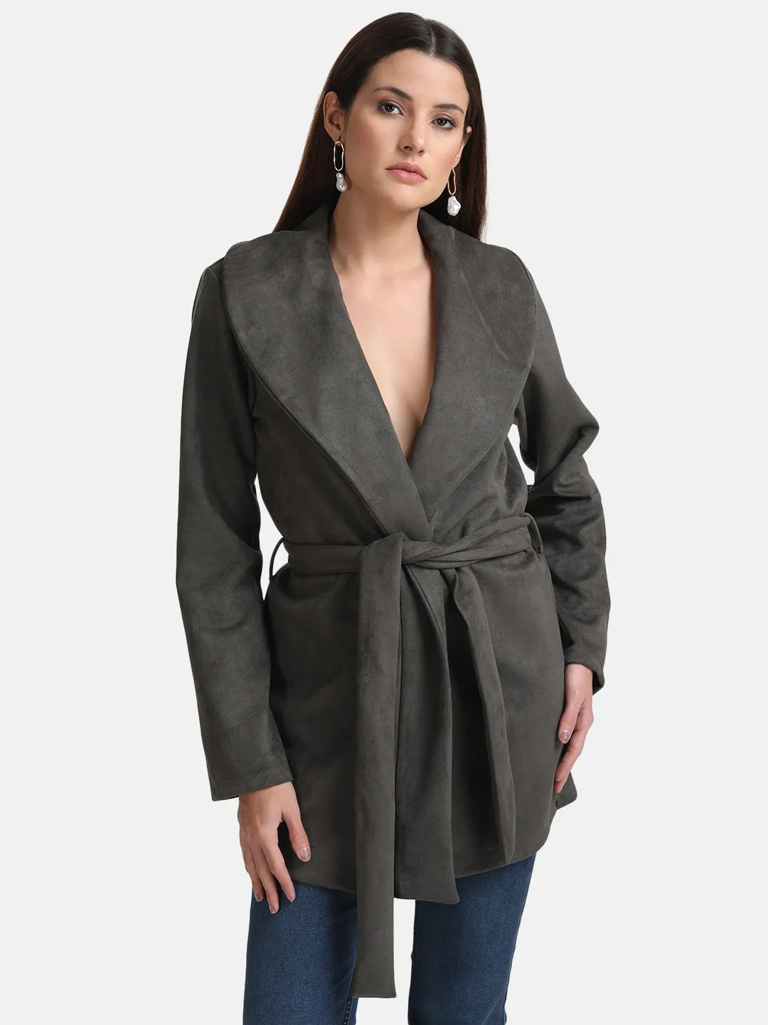 Shawl Collar Cape With Belt