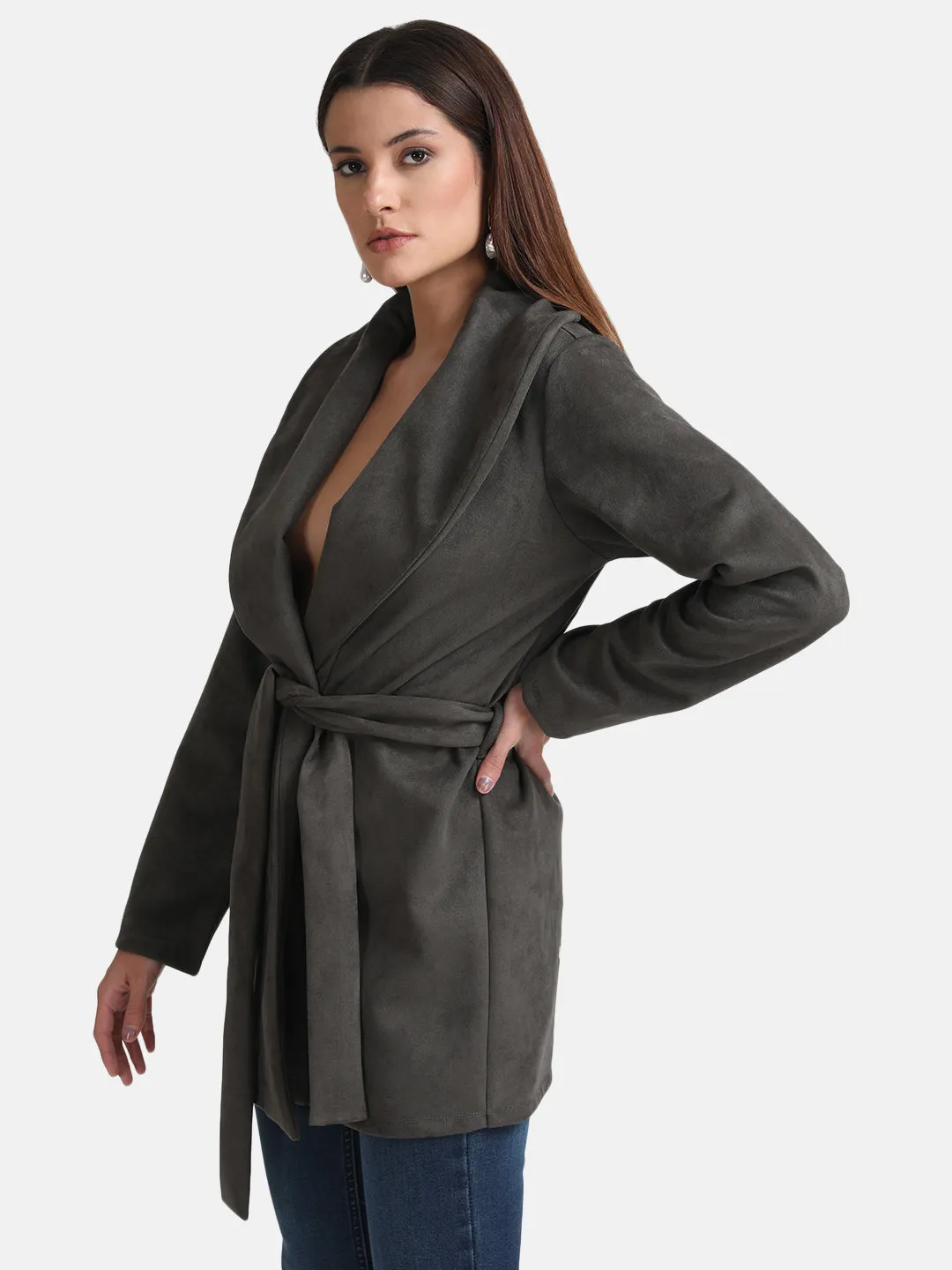 Shawl Collar Cape With Belt