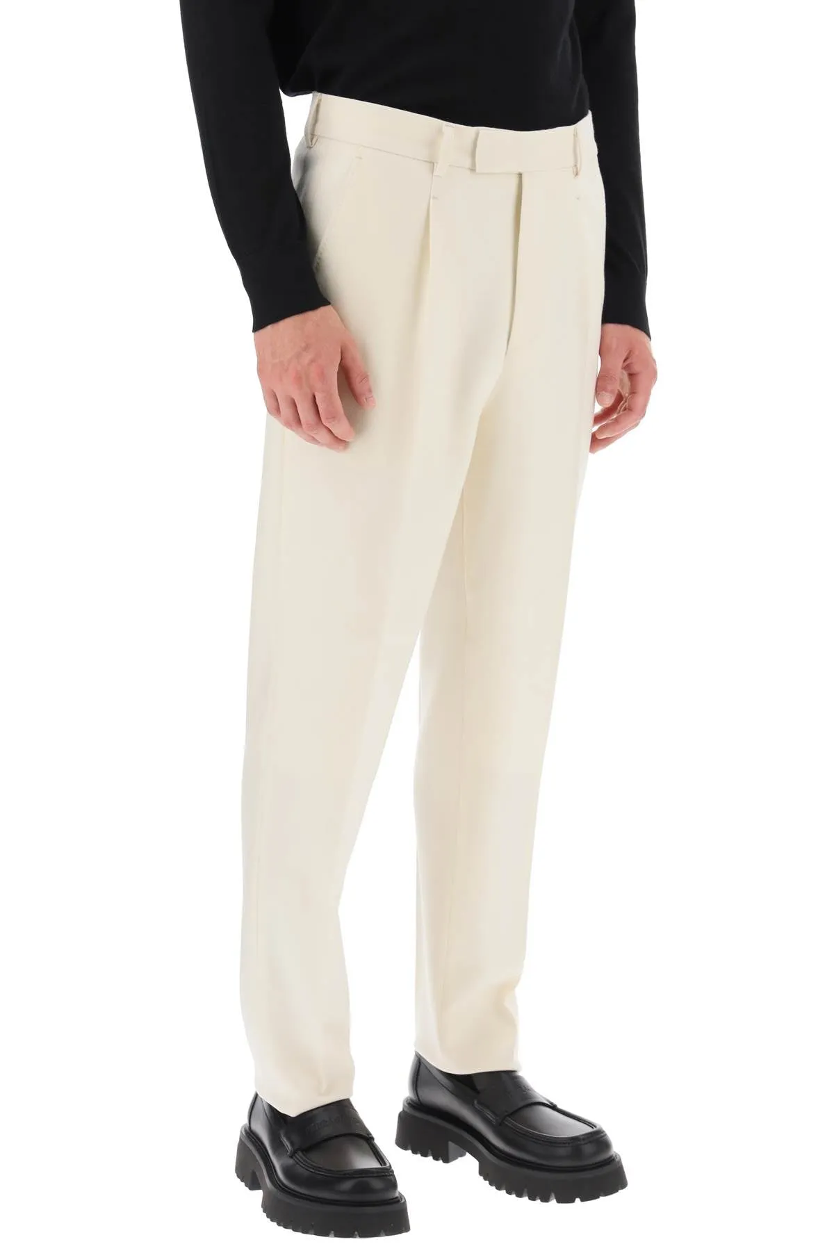 Single Pleat Wool Trousers